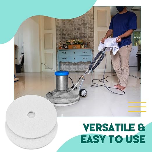 Teenyyou 20" White Scrubbing Pads Commercial Cleaning Orbiter Pads-Maintenance Non Woven for Floor Buffer Machine 2 Pcs