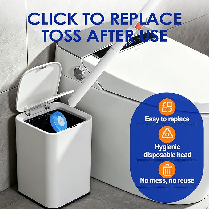 Disposable Toilet Brush with 30 Refills - Toilet Cleaning Supplies,Toilet Wand Kit with 30 High-Performance Refills,Wall Mounted Toilet Brush Holder Set for Deep Cleaning,Hygienic Bathroom Maintenance