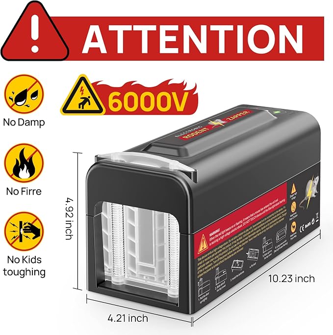 Electric Rat Trap,Mouse Trap Indoor,Powerful Voltage Instantly Kills Rats and Mice,Upgraded Rodent Zapper for a Pest-Free Home (1 Pack Rat Trap)