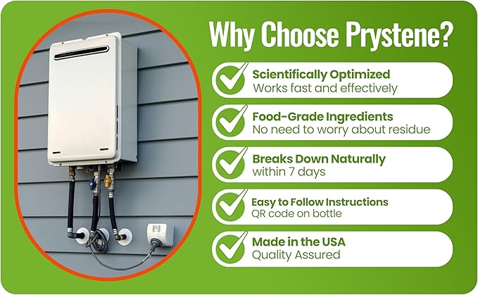 Tankless Water Heater Descaler Solution (32 Fluid Ounces) - Professional-Grade Descaler/Cleaner Restores Heating Efficiency. Easy to Use, Food Grade Ingredients, Biodegradable, Made in USA.