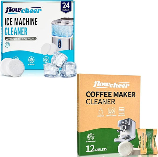 flowcheer Ice Maker Cleaner Tablets, Cleaning and Descaler for Countertop and Home Ice Machines&Coffee Maker Cleaner&Descaler Tablets(12-Pack)