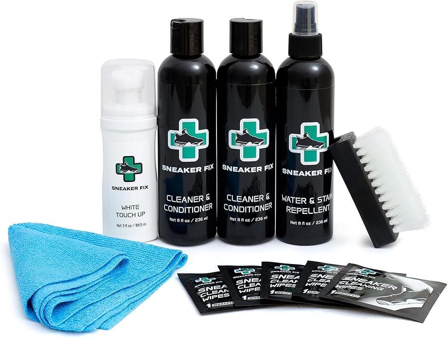 Complete Shoe Cleaner Kit for all Sneakers, Cleaning Kit with Conditioner, Whitener, & Microfiber Towel, Wipes and Stain Repellent