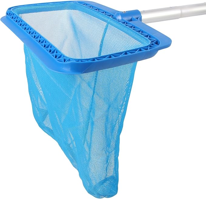 Swimming Pool Leaf Skimmer Net,Swimming Pool Telescopic Leaf Net Skimmer Rake,Efficient Pool Skimmer Net with Long Pole Fine Mesh Leaf Skimmer for Thorough of Swimming Pools, Hot