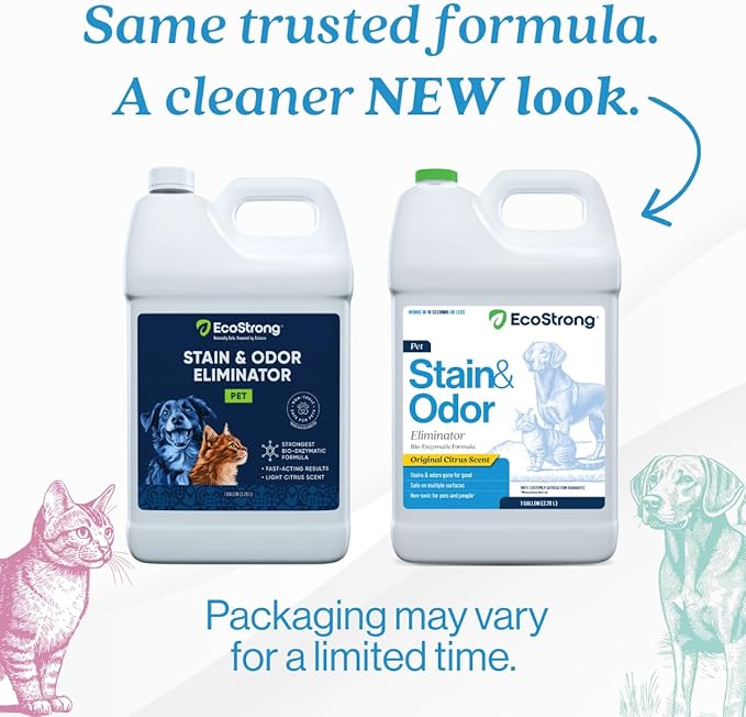 Eco Strong Pet Stain and Odor Remover - Cat Urine Enzyme Cleaner Destroyer, Urine Destroyer for Dogs, Pet Urine Enzyme Cleaner - 128 Oz