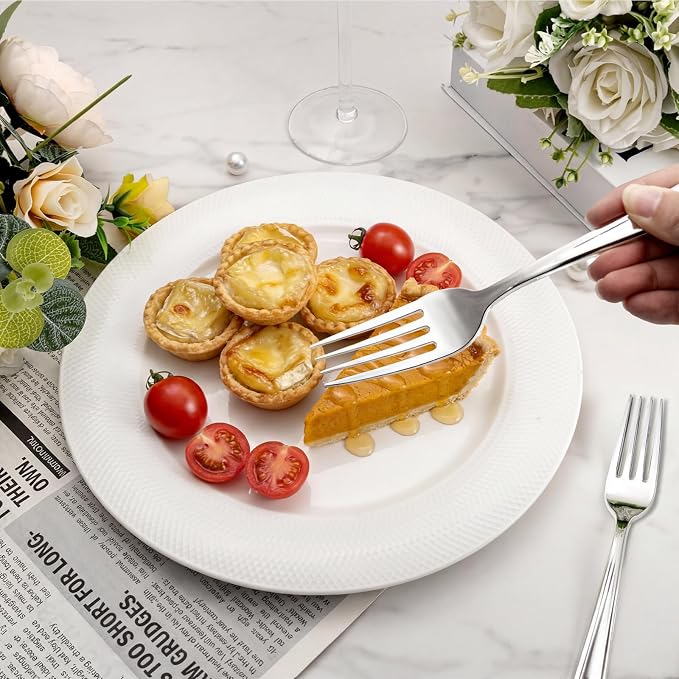 Liacere 200 Pack Silver Plastic Forks - 7.4 inch Heavy Duty Forks - Heavyweight Disposable Forks - Silver Plastic Silverware for Catering, Parties, Dinners for Christmas