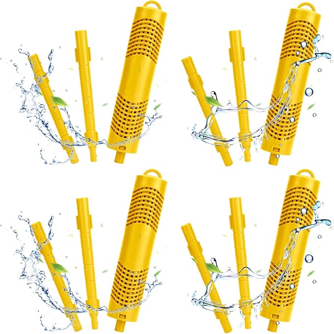Spa Mineral Stick 4 Pack Hot Tub Filter with 4 Months Lifetime Cartridge Universal for Spas Filters Swimming Pool Fish Pond (Yellow)
