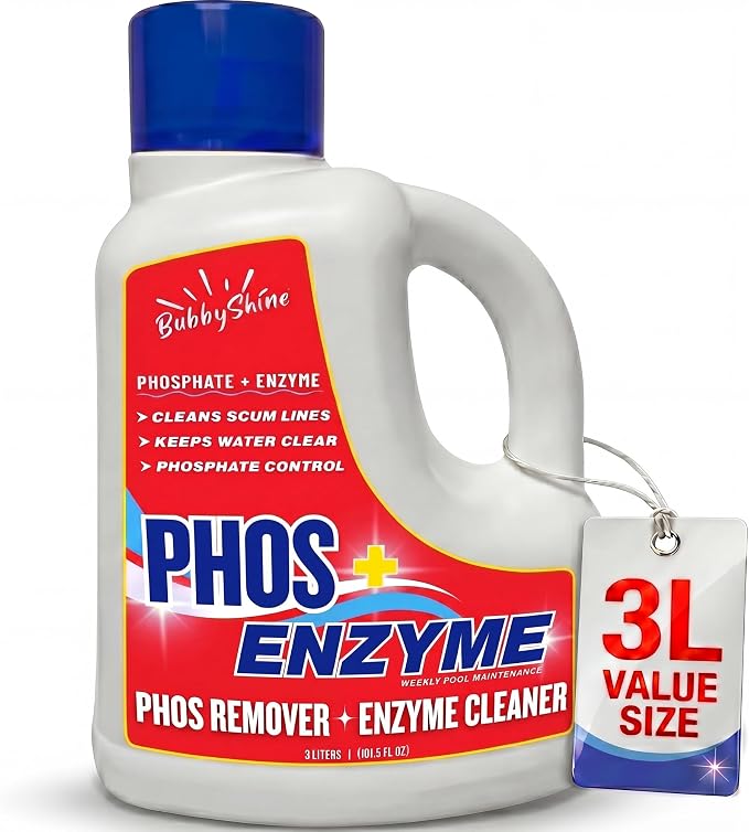 Pool Phosphate Remover and Pool Clarifier Enzyme, Weekly Pool Treatment, Saltwater Safe Pool Chemicals for Inground & Above Ground Pools, 3 Liter – BubbyShine