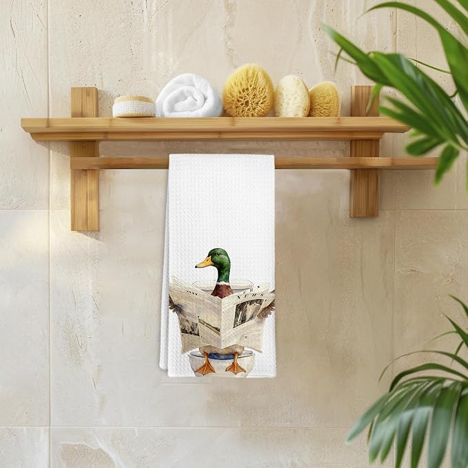 Funny Mallard Duck Hand Towels for Bathroom,Mallard Duck Gifts,Ducks Kitchen Towels,Ducks Lovers Owners Gifts,Farmhouse Animal Decorative Towel for Nursery Bathroom Toilet, 16x24 Inch