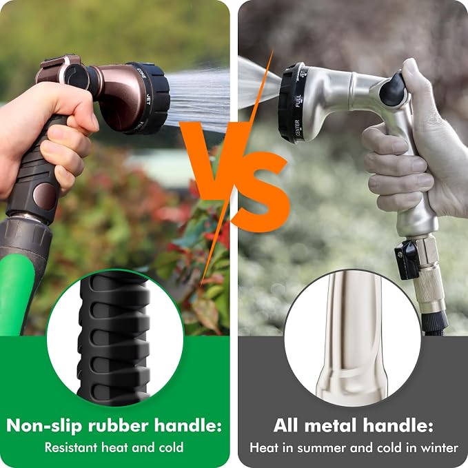 RESTMO Heavy Duty Hose Nozzle, Metal Garden Water Hose Sprayer, Thumb Control, On Off Valve, High Pressure Nozzle Sprayer for Watering Plants, Car and Pet Washing