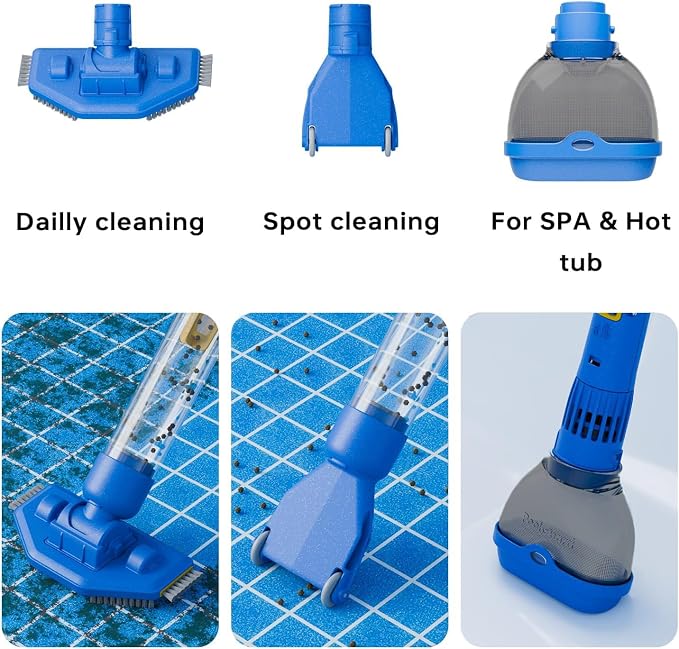 Cordless Pool Vacuum with Strong Suction, Rechargeable Handheld Pool Vacuum Cleaner for Above Ground Pool,Spas, Hot Tub,and Pond with 60 Mins Working Time