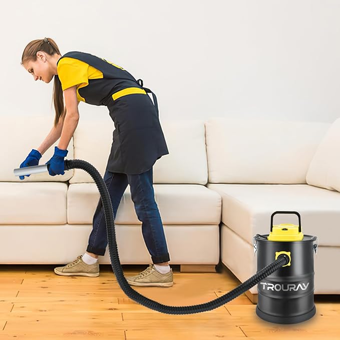 Fireplace Ash Vacuum Cleaner, 2.6 Gallon Heat Resistant Lightweight Canister Vacuum Cleaner with 800W Powerful Suction Blowout for Fireplaces, Pellet Roasters, Woodstoves Pellet Ash Vacuums