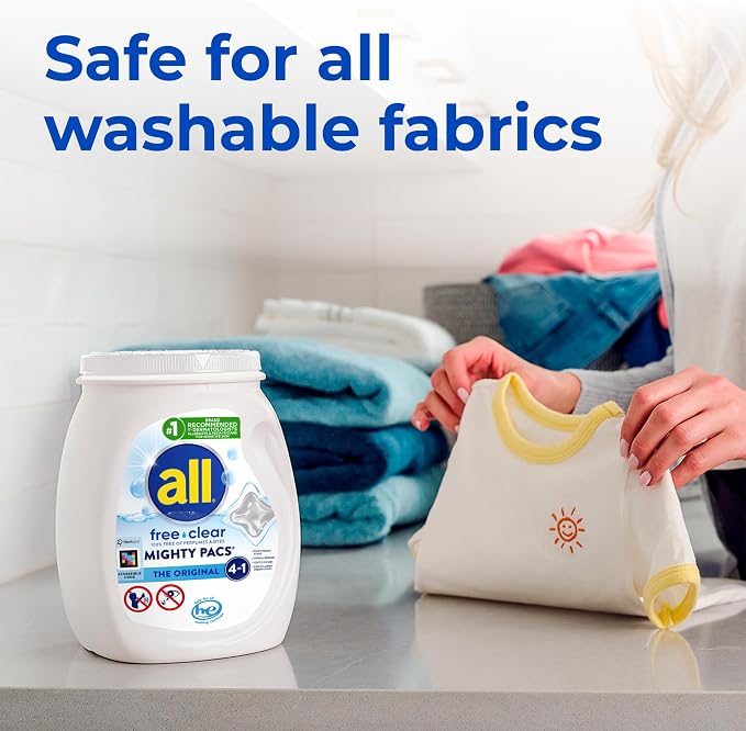 all Unit Dose Laundry Detergent, Mighty Pacs, Free Clear, 60 Count