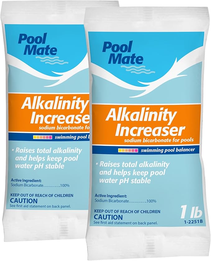 Pool Mate 1-Pound 2-Pack Premium Alkalinity Increaser for Swimming Pools, 100% Sodium Bicarbonate, Made in USA