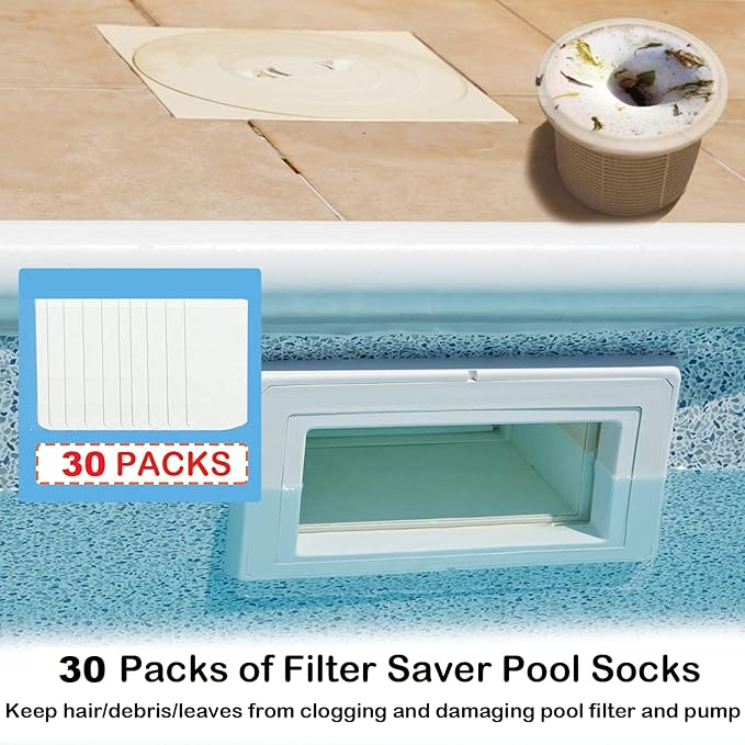 Pool Skimmer Socks, 30 Pack Reusable Pool Socks for Skimmer Basket, Skimmer Socks for Above Ground & Inground Pool (30 Pack)