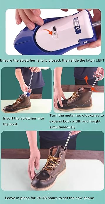 Boot Stretchers for Cowboy Boots, Shoe Stretchers for Men Thick Wide Feet (7-12.5), Adjustable Length & Width Shoe Trees (Blue)