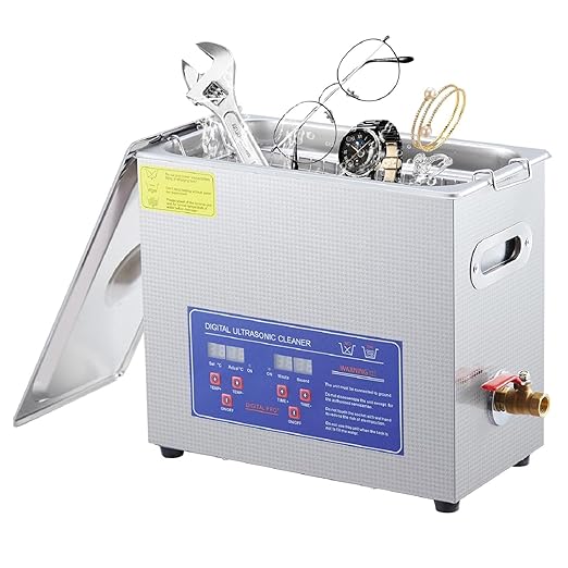 6.5L/1.72Gal Industrial Ultrasonic Cleaner 180W 40kHz - Commercial Heated Cleaning Machine with Digital Timer, for Watches, Eyeglasses, Jewelry, Dental Tools & Electronics