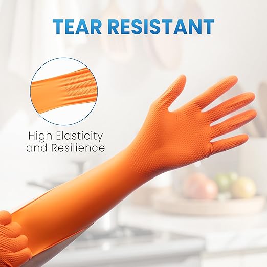 Borje Orange 8 Mil Nitrile Disposable Gloves, Heavy-Duty Mechanic Gloves, 100 Count, Large, Latex & Powder Free with Raised Diamond Texture, Industrial, Automotive, Gardening