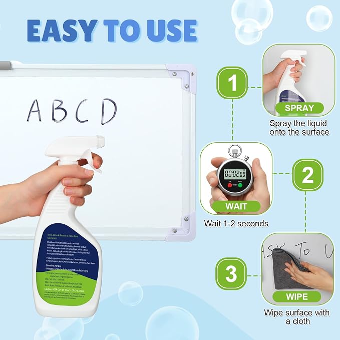 Fuyoooo 4 Pack Whiteboard Cleaner Spray 17 Fl oz Dry Erase Board Cleaning Spray Removes Stubborn Marks from Chalkboard for Classroom Chalkboard Home Office