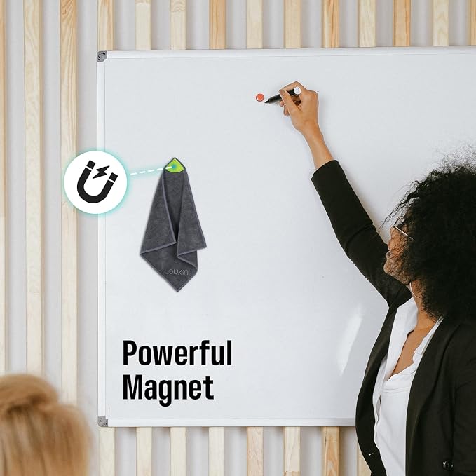loukin | Magnetic Cleaning Cloth 4 Pack & Magnetic Dry Erase Eraser (Gray*2, White*2) & Whiteboard Cleaner (3.4 fl oz) 4 Pack