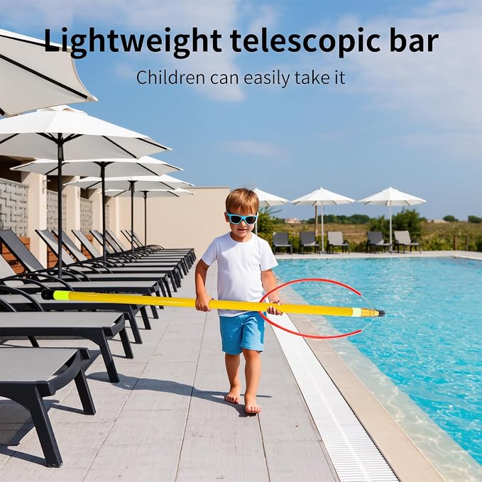 18ft Telescopic Pool Rescue Hook | OSHA Water Rescue Pole & Emergency Hook with Night Glow | Fiberglass Pool Safety Pole for Home/Water Parks