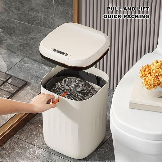 Luqeeg 20L Touchless Trash Can, Automatic Motion Sensor Trash Can with Lid, High Capacity, Rechargeable, Water Proof, Isolate Odors for Kitchen Bedroom Bathroom Office, White