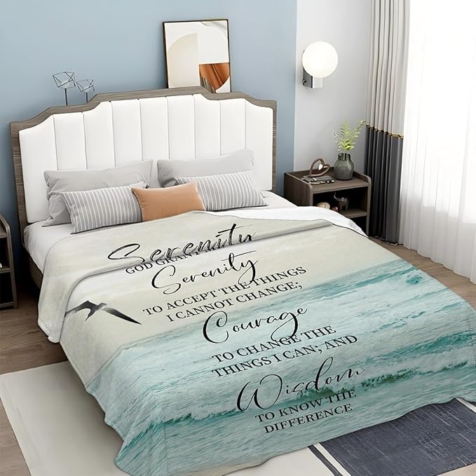 Tijuboni Serenity Prayer Bible Throw Blanket Christian Gifts for Women Men Girls Boys Kids Adults Soft Flannel Fleece Blanket for Couch Sofa Bed Home Decor 50"x60"
