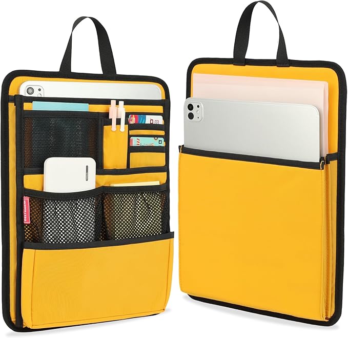Slim Rugged Backpack Organizer Insert for Business Casual Men Women -13 Pockets,Padded Nylon,Max 14'' laptop- Yellow