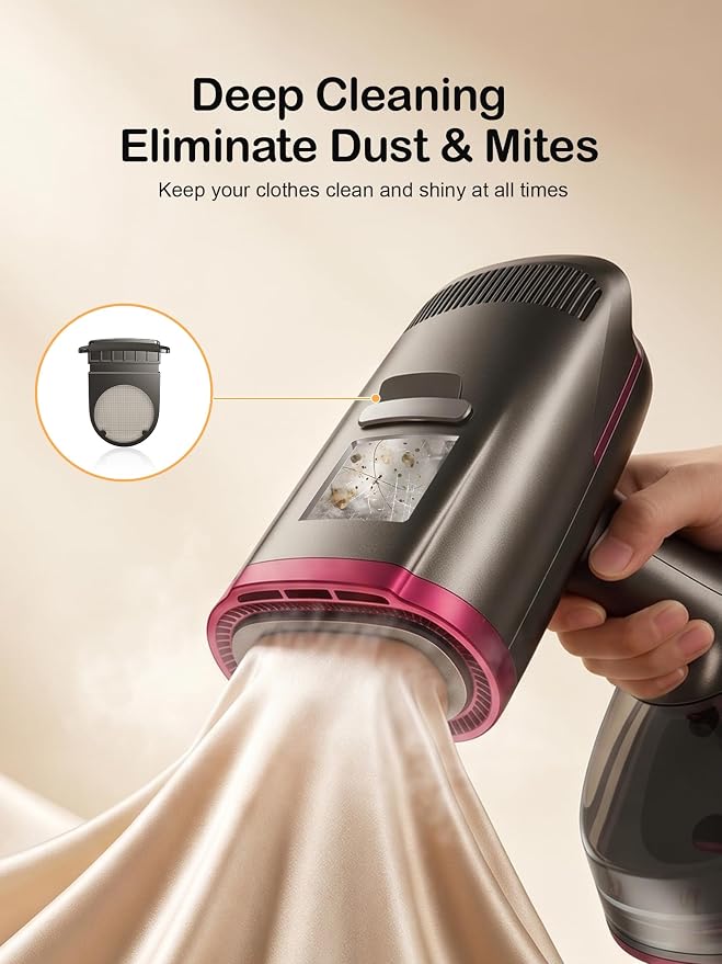 DRFLASH Vacuum Steamer for Clothes,2-in-1 Suction Handheld Steamer,270 Tank | 6000Pa Powerful Suction, 3 Modes with LED Display, Fabric Wrinkle Remover, Portable for Travel and Home, 110-120V