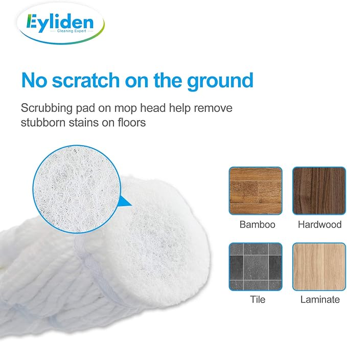 Eyliden Twist Mop and Collapsible Bucket Combo, Easy Wringing Mop with 2 Reusable Heads, Portable Handy Bucket for Cleaning, Camping, Tailgating and More