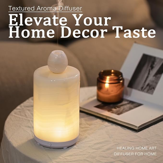 Marble Essential Oil Diffuser Bottle Empty Aromatherapy Reed Diffuser Fragrance Home Decor Bathroom Living Room Humidifier Gift Set Aroma Stone Spa Diffuser Jar(White Jade Marble,100, Milliliters)