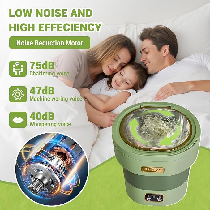 Garvee 12L Mini Portable Washing Machine and Dryer, Folding Compact Small Washer Fully Automatic 3 Cleaning Modes Collapsible Camping Washer for RV Dorm Travel Hotel Laundry