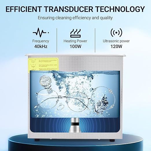 120W Heated Industrial Ultrasonic Cleaner 3.2L/0.85Gal 40kHz - Medical Sterilizer for Dental Tools, Jewelry, Carburetors & Auto Parts with Timer