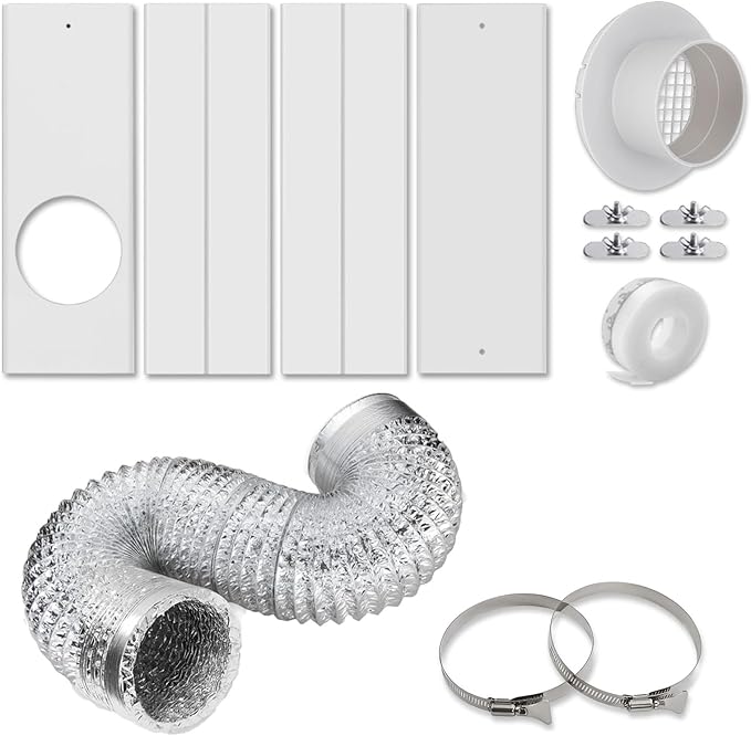 13 PCS Dry Vent Window Kit for Dryer Vent Hose with 4" Diameter, Adjustable Window Dryer Vent Panels with Adjustable Length Panels and Insulating Foam Seal Strip (Max Length 59 inch)