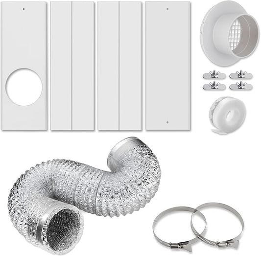 13 PCS Dry Vent Window Kit for Dryer Vent Hose with 4" Diameter, Adjustable Window Dryer Vent Panels with Adjustable Length Panels and Insulating Foam Seal Strip (Max Length 59 inch)