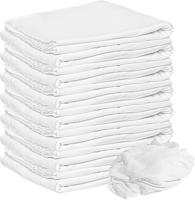 Nabob Wipers New Lint Free Cloth (75 Pack) - 100% Cotton Cleaning Rags Exact Cut - Premium White Rags for Cleaning House - White Rags for Dusting, Staining, Polishing, Painting 18"x18"