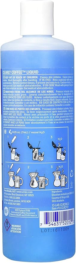 Urnex Clearly Coffee Pot Cleaner - 3 Pack - Made in the USA - French Press Liquid Cleaner for Glass Bowls Airpots Satellite Brewers and Thermal Servers Removes Coffee Oils