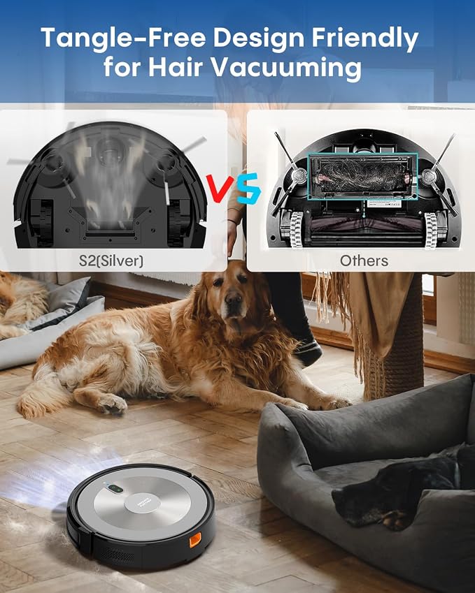 Robot Vacuum and Mop Combo, 3 in 1 Robotic Vacuum Cleaner with 4000Pa Max Suction Brushless Motor, Tangle Free, Auto Charging, Schedule, App/Remote Control, Ideal for Hard Floor, Pet Hair, Carpet