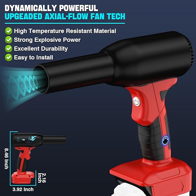 500W Jet Dry Blower for Craftsman 20V V20 Battery- Super Jet Fan 400g Wind Speed,Rechargeable Air Blower - Mini Jet Fan with 3 Adjustable Speeds for Computer Outdoors Car Home