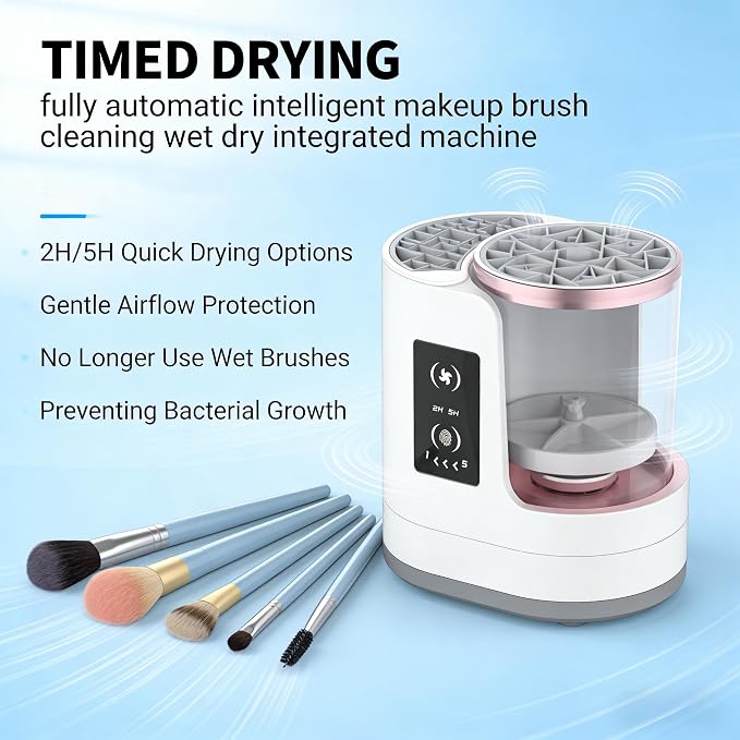 Electric Makeup Brush Cleaner Machine With Makeup Brush Dryer-Holder-Portable Automatic USB Cosmetic Brushes Cleaner Tool for All Size Beauty Makeup Brush Set,Eyeshadow, Blush Brush