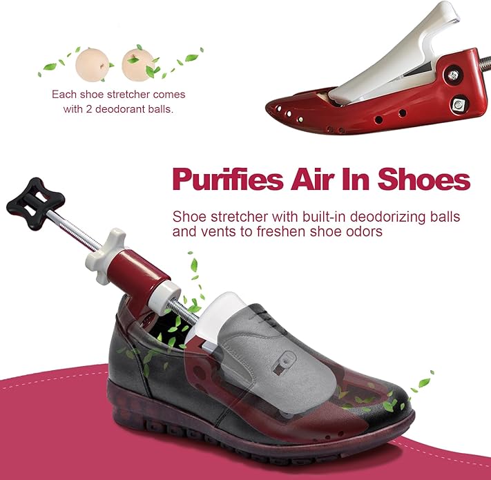 Shoe Stretcher for Men Women, 6-Way Adjustable Length Width & High Shoe Trees for Wide Feet Toe Box Thick Instep
