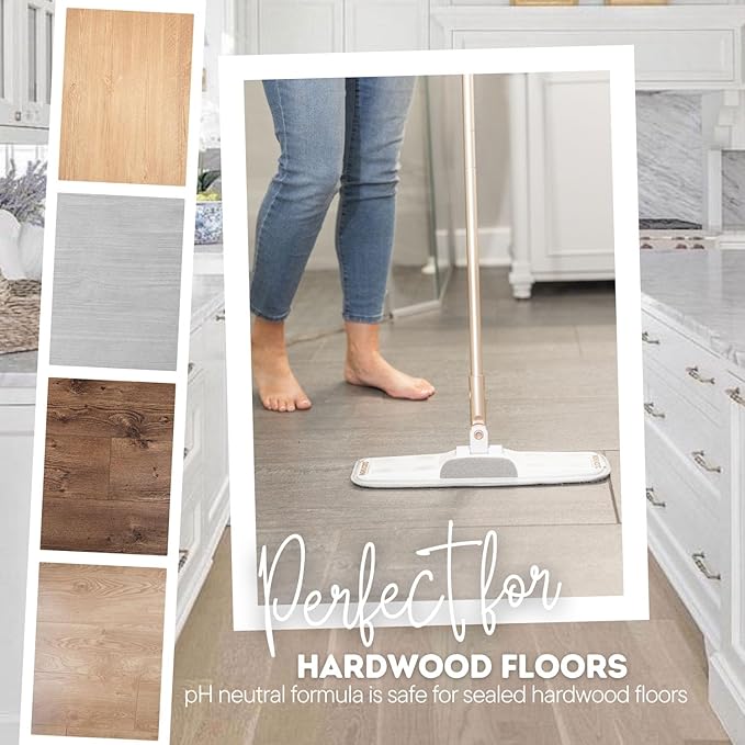 Quick Shine Hardwood Floor Luster-Polish 64oz-4pk | Plant-Derived w/Carnauba | Safer Choice, No PFAS, pH Neutral | Ready to Use Formula w/Anti-Slip Technology | Simply Squirt & Spread | Made in USA