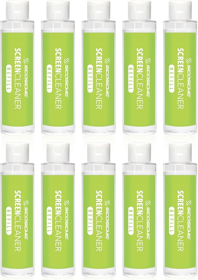 Scosche SCOCLNR Refill Bottles for Streak-Free Electronic Screen Cleaner Spray and Wipe Cleaning Kit for TV, Computer, Phone, iPhone, iPad, Laptop, MacBook, Car Touchscreen, 10 Pack of Refills