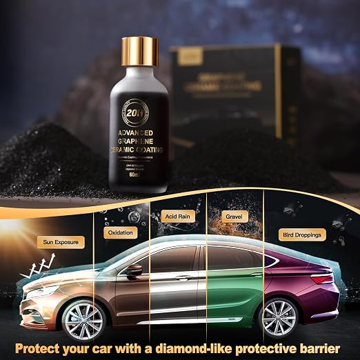 20H Advanced Graphene Ceramic Coating for Cars, Motorcycles & Boats - Self-Cleaning Effect, Ultra-High Gloss, Long-Term Protection (60mL) - Car Detailing Kit