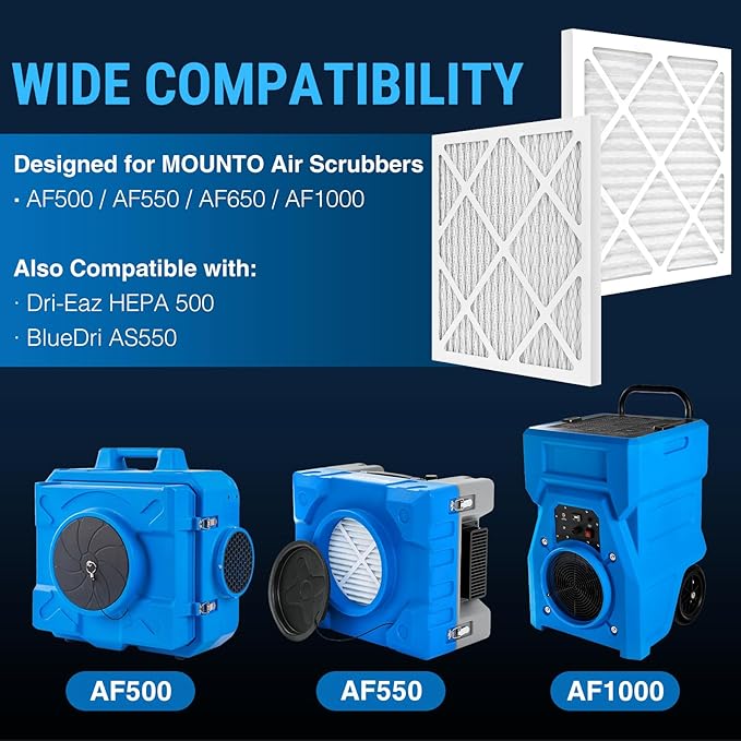 Mounto 10-Pack Pre-Filter Replacements for HEPA 500 Air Scrubber, Enhanced Dust Capture, Easy Installation, Extends HEPA Filter Life