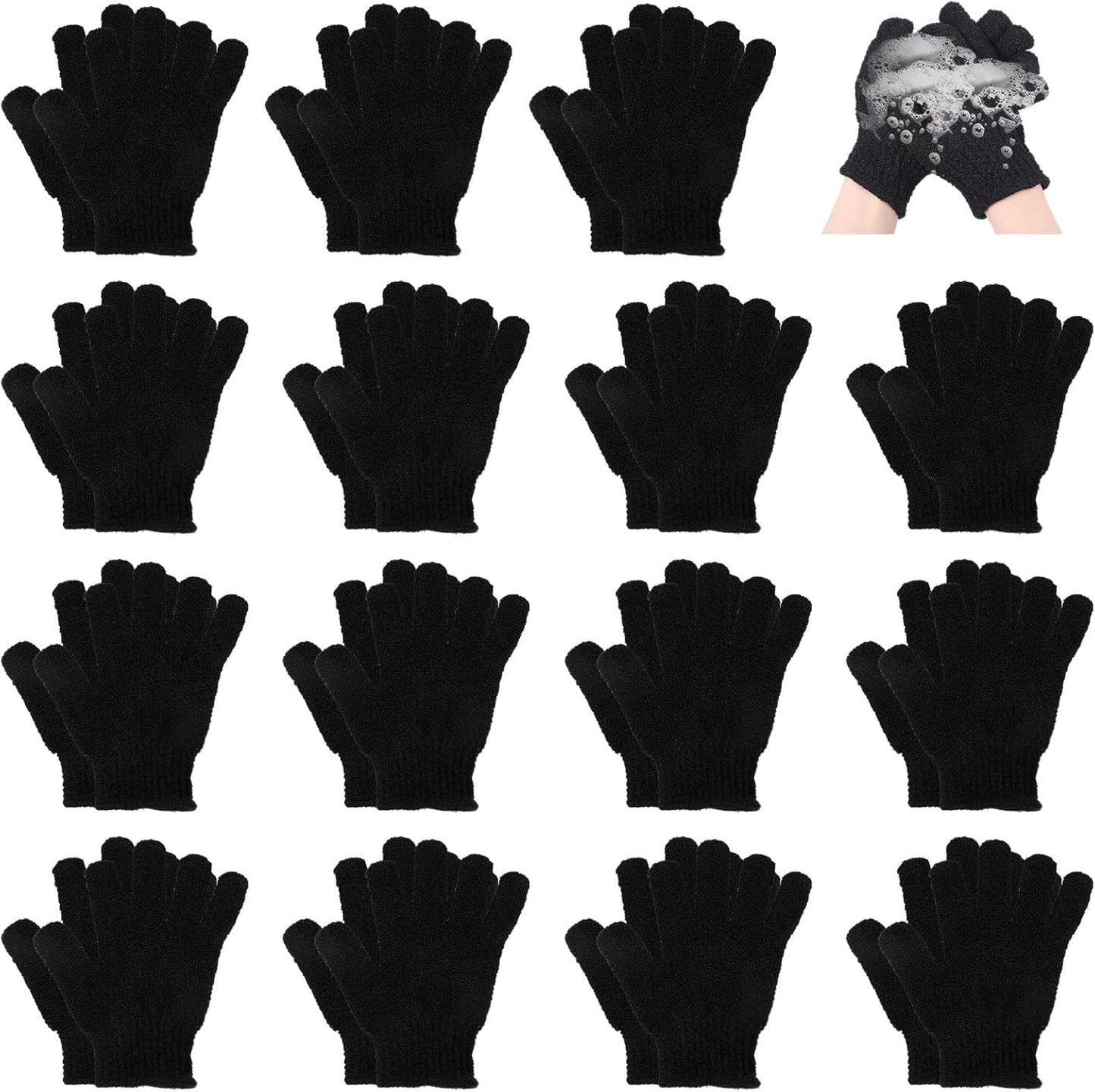 60Pcs Exfoliating Gloves Bulk, Exfoliating Body Scrubber Glove Exfoliator for Body Scrub Mitt, Bath Gloves for Shower Exfoliating Shower Gloves for Women Bathing Accessories(Black)