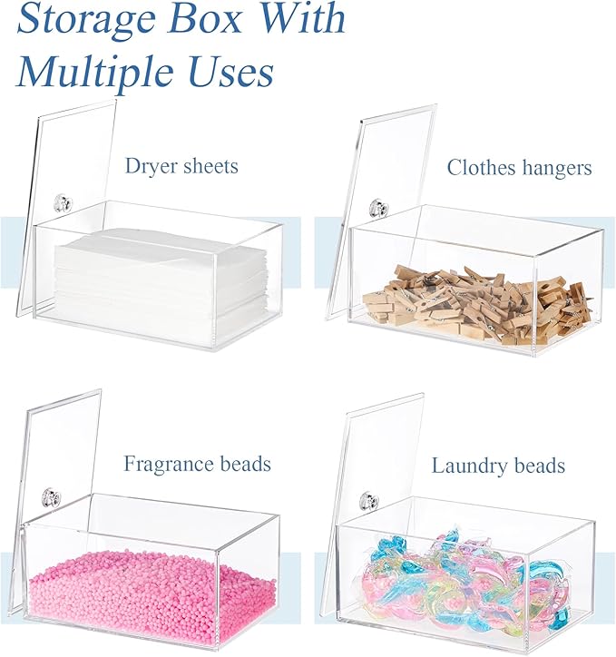 Suclain 9 Pack Laundry Room Organization Storage Containers Glass Jar Dryer Sheet Holder and Detergent Container with Lid Spoons and Labels Set for Powder, Scent Booster