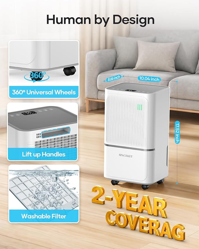 34 Pints Dehumidifier for Basement with Drain Hose Up to 2500 Sq.Ft, Compressor Dehumidifiers for Home, Bedroom, Bathroom, Large Room, 3 Modes, Intelligent Humidistat, Auto Shut-off, 24H Timer, White