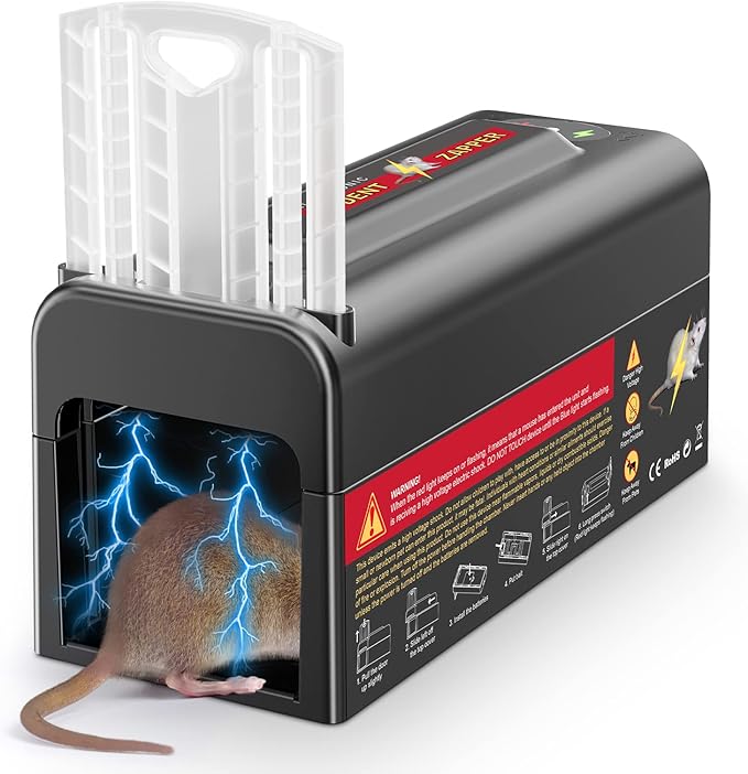 Electric Rat Trap,Mouse Trap Indoor,Powerful Voltage Instantly Kills Rats and Mice,Upgraded Rodent Zapper for a Pest-Free Home (1 Pack Rat Trap)