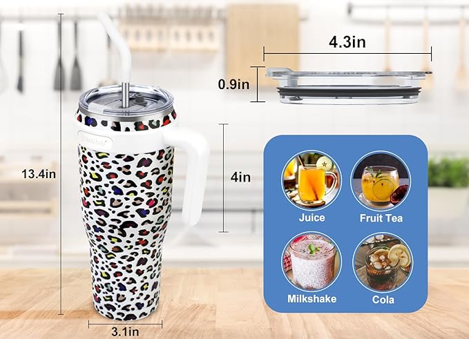 Zenbo 50 oz Tumbler With Handle,Lid and Straw | Stainless Steel Insulated Tumbler, Keeps Drinks Cold up to 34 Hours, Fit in Car Cup Holder, Dishwasher Safe and BPA Free