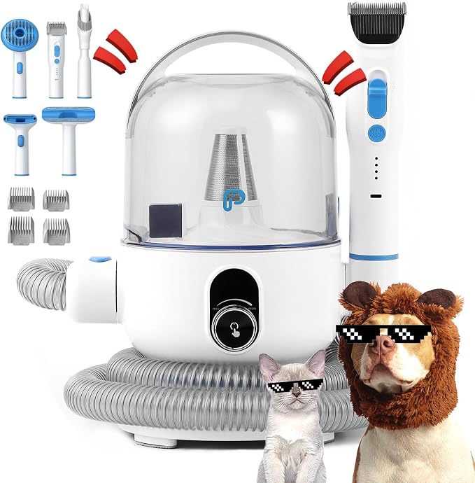 Pet Grooming Vacuum Kit,2L Ultra-Quiet, High Power, 5-in-1 Grooming Tools for Dogs, Cats & Small Animals